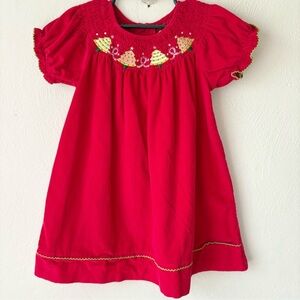 🎁5/$25 Toffee Christmas Red Corduroy Applique Toddler Girls Dress